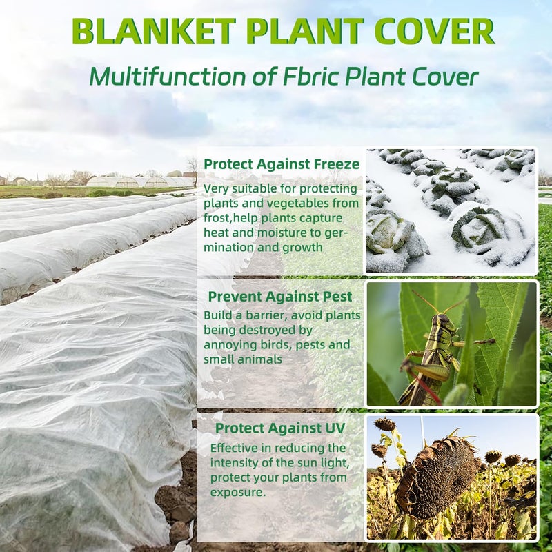 NANYEZH Plant Covers Freeze Protection, 10Ft x 30Ft Frost Blankets for Outdoor Plants, 0.9oz/ydÂ² Garden Floating Row Fabric Cover, Raised Garden Bed Cover for Winter Vegetables, Pest, Sun Protection - Image 2