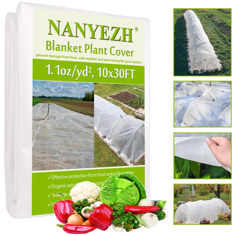 NANYEZH Plant Covers Freeze Protection, 10Ft x 30Ft Frost Blankets for Outdoor Plants, 0.9oz/ydÂ² Garden Floating Row Fabric Cover, Raised Garden Bed Cover for Winter Vegetables, Pest, Sun Protection - Image 1