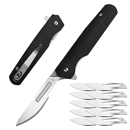 edcfans EDC Folding Scalpel Knife: G10 Handle, EDC Pocket Utility Knife with 10 Replaceable Scalpel Blades. - Image 1
