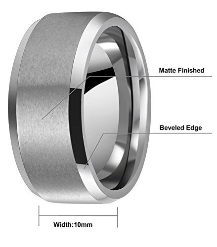 CROWNAL 6mm 8mm 10mm Tungsten Carbide Wedding Band Ring for Men Women in Comfort Fit Beveled Edges and Matte Finish Size 5 To 17 (10mm,6) - Image 3