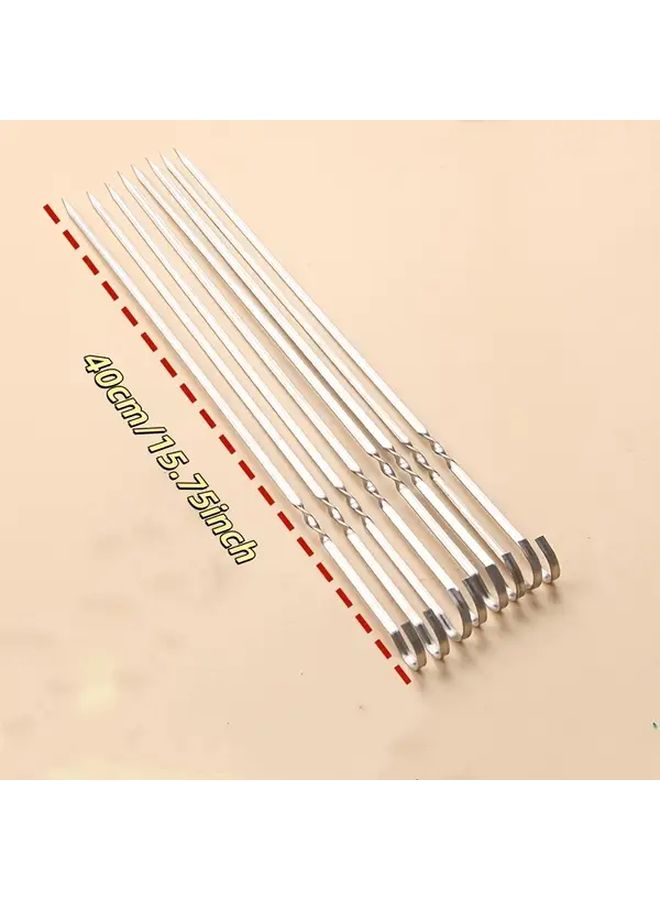 9 Shaped Flat Stainless Steel Barbecue Skewers Bulk 15 75 Inch Rust Resistant - Image 2