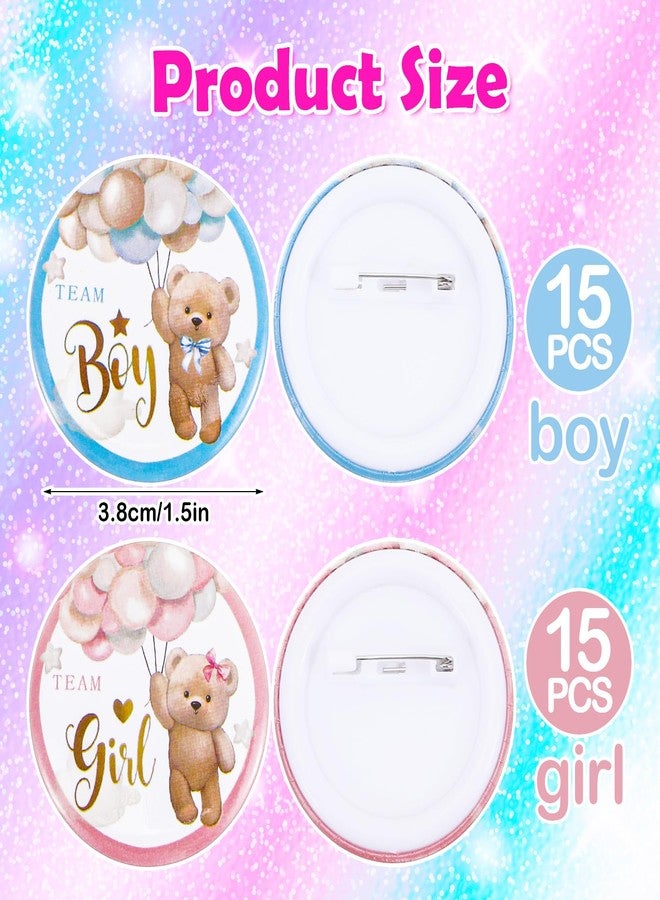 Tyqour 30pcs Gender Reveal Pins Team Boy or Girl Pins for Baby Reveal Decorations, Perfect Gender Reveal Party Supplies & Game Accessories, 1.5 Inch - Image 3