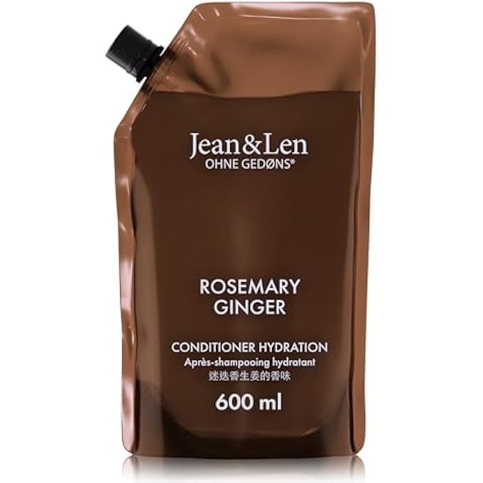 Jean & Len CONDITIONER MOISTURE ROSEMARY & GINGER IN REFILL BAG, FOR DRY HAIR, INTENSIVELY NOURISHES & IMPROVES COMBABILITY, REFILL PACK, SPICY FRAGRANCE, SILICONE-FREE & PARABEN-FREE, 600 ML - Image 2