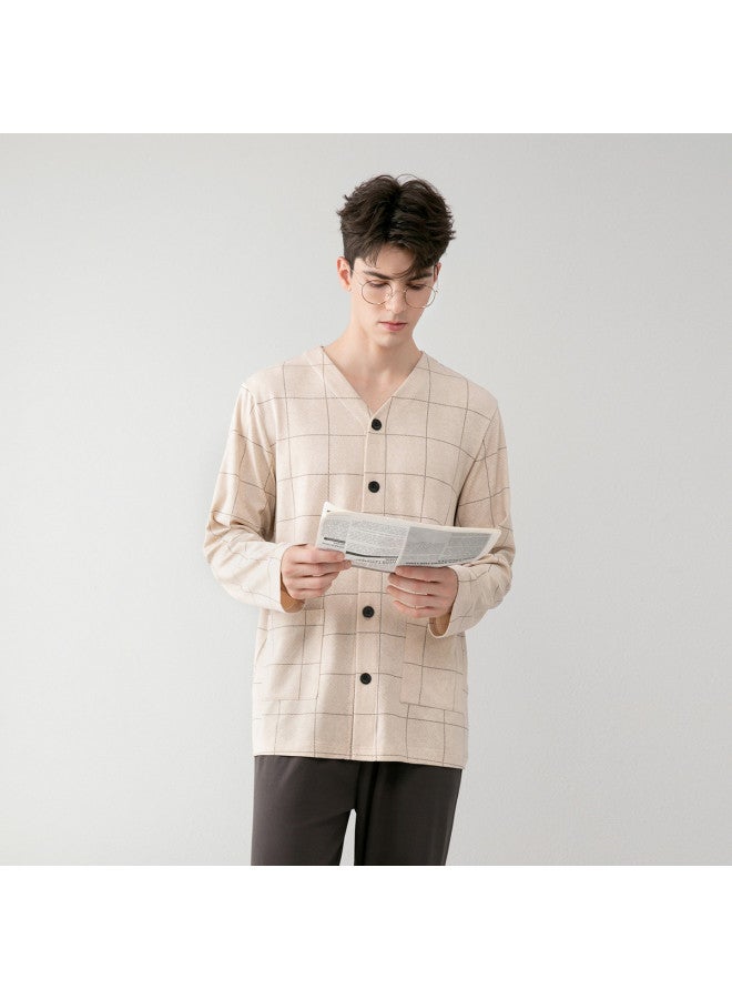 Fenton v-neck Cardigan Long-sleeve Pajama Set For Men - Casual Loungewear & Home Outfit - Image 4