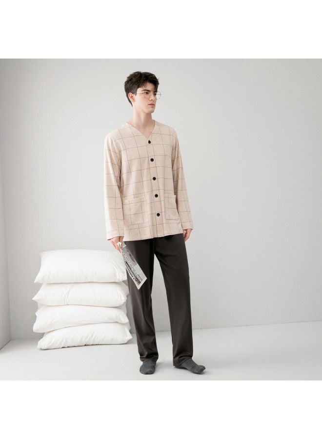 Fenton v-neck Cardigan Long-sleeve Pajama Set For Men - Casual Loungewear & Home Outfit - Image 5