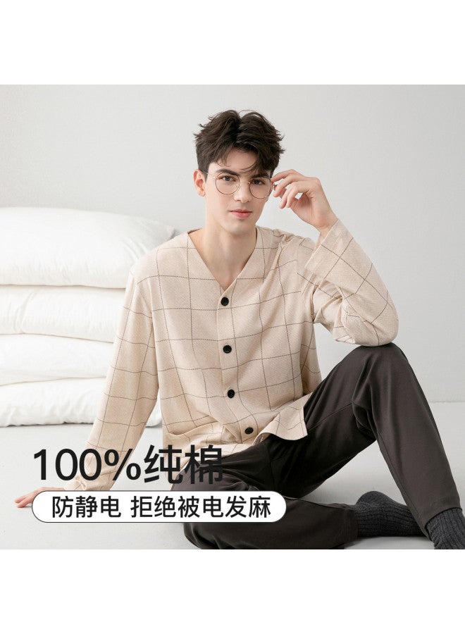 Fenton v-neck Cardigan Long-sleeve Pajama Set For Men - Casual Loungewear & Home Outfit - Image 2