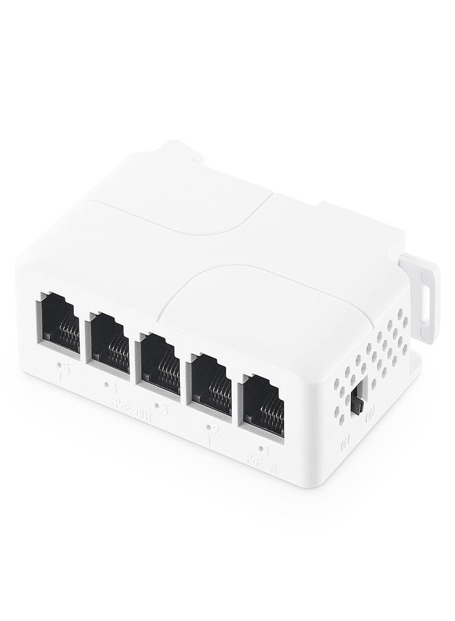 Binardat PoE Passthrough Switch, 1 PoE in 4 PoE Out Extender, IEEE802.3af/at/bt PoE Powered 90W, 100Mbps Ethernet, Din rail & Wall Mount Plug and Play - Image 1