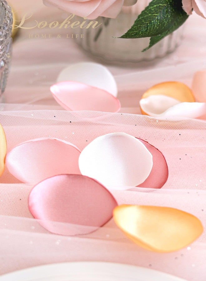 Lookein 300pcs Rose Petals Satin Flower Petals for Wedding Flower Girl Basket Table Centerpieces Aisle Runner Party Confetti Bridal Shower Dinner Wedding Decoration, Fantasy Rose Gold - Image 4