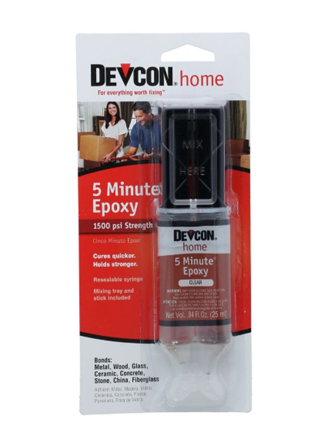 DEVCON 1500-PSI High Strength Fast Drying 5-Minute Waterproof Epoxy Clear 25 ml 20845