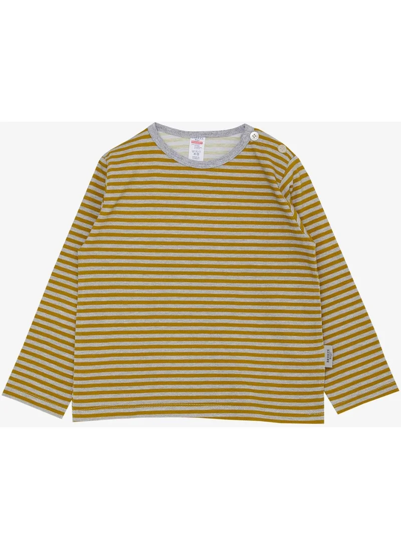 بريز Baby Boy Long Sleeve T-Shirt Patchwork Striped 9 Months-3 Years, Mustard Yellow
