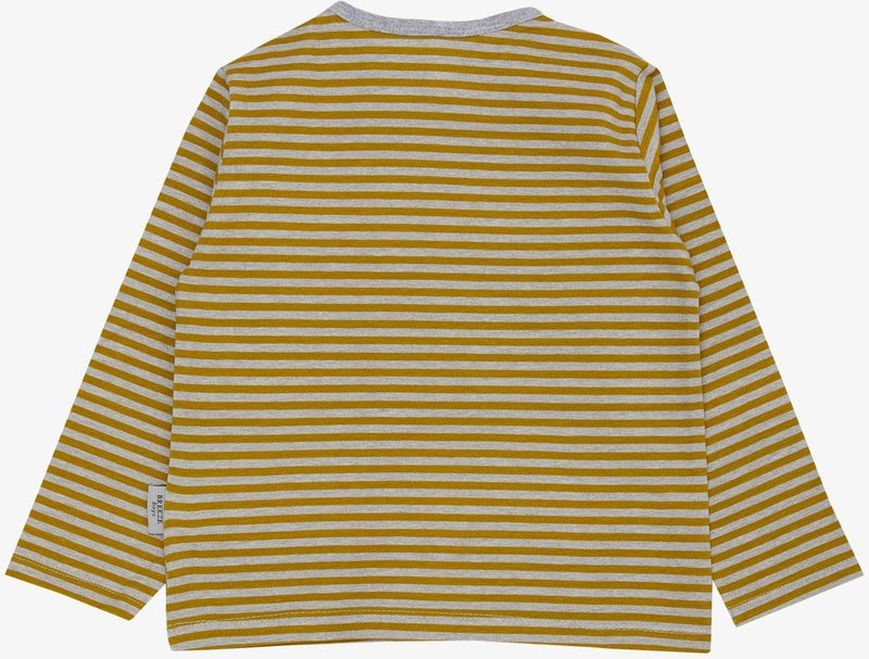 Breeze Baby Boy Long Sleeve T-Shirt Patchwork Striped 9 Months-3 Years, Mustard Yellow  - Image 3