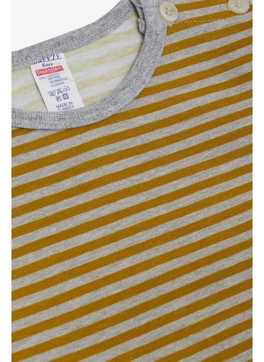 بريز Baby Boy Long Sleeve T-Shirt Patchwork Striped 9 Months-3 Years, Mustard Yellow