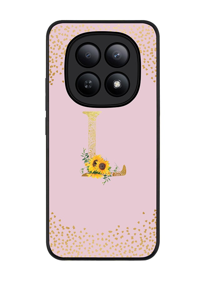 For Xiaomi Redmi Note 15 5G / Poco M8 Case,Slim fit Camera Protection, Shockproof Thin Phone cover  - Custom Floral Monogram - L  (Pink )