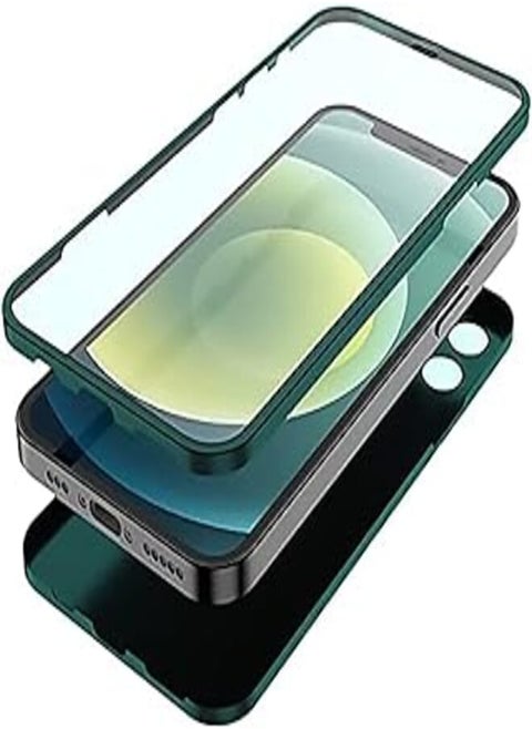 Ultra Slim 360 Full Body with Built-in Screen Protector Touch Sensitive Shockproof bumper Full Hard case Mobile Phone Compatible with iPhone 12 Pro Max 6.7 inches - Dark Green
