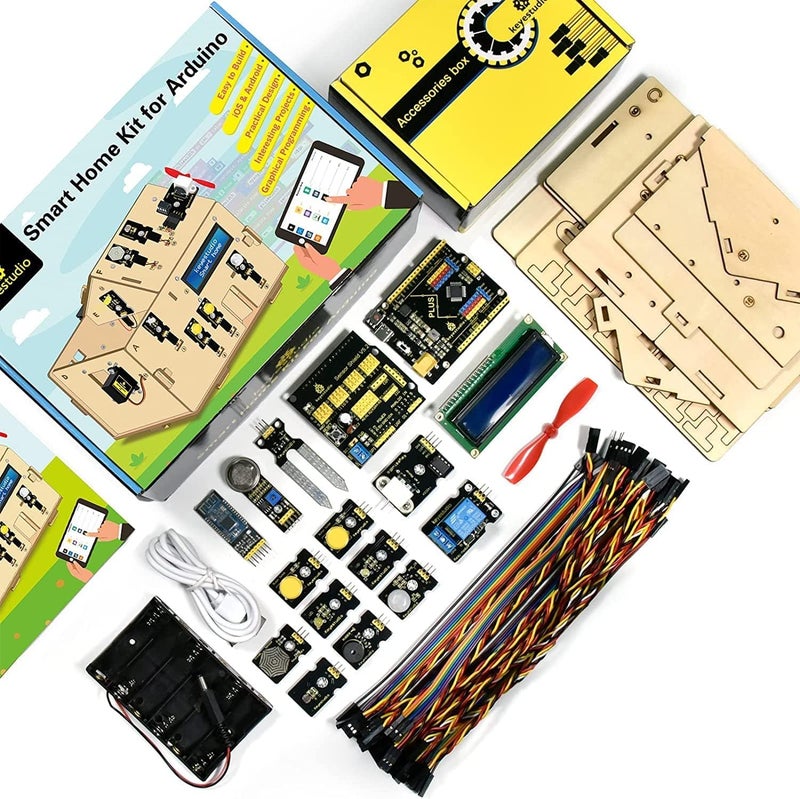 كي إستديو مجموعة أدوات بدء المنزل الذكي من أجل Arduino لـ Uno R3 ، مجموعة ترميز أتمتة المنزل الإلكتروني للإلكترونيات ، مجموعة مستشعر DIY للمنزل الخشبي STEM مجموعة تعليمية للبالغين المراهقين 15+ - Image 2