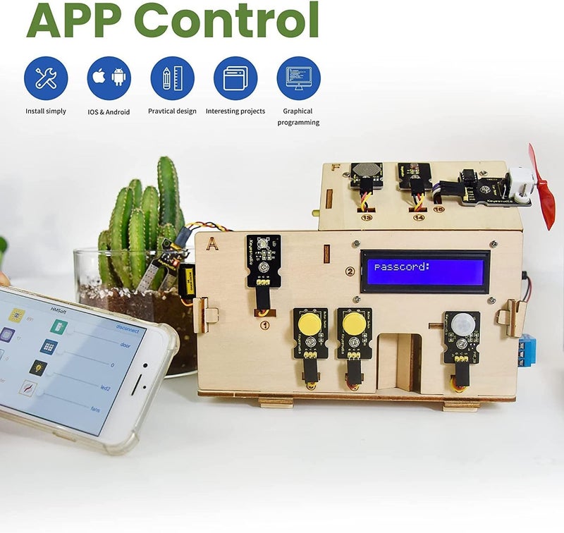 كي إستديو مجموعة أدوات بدء المنزل الذكي من أجل Arduino لـ Uno R3 ، مجموعة ترميز أتمتة المنزل الإلكتروني للإلكترونيات ، مجموعة مستشعر DIY للمنزل الخشبي STEM مجموعة تعليمية للبالغين المراهقين 15+ - Image 4