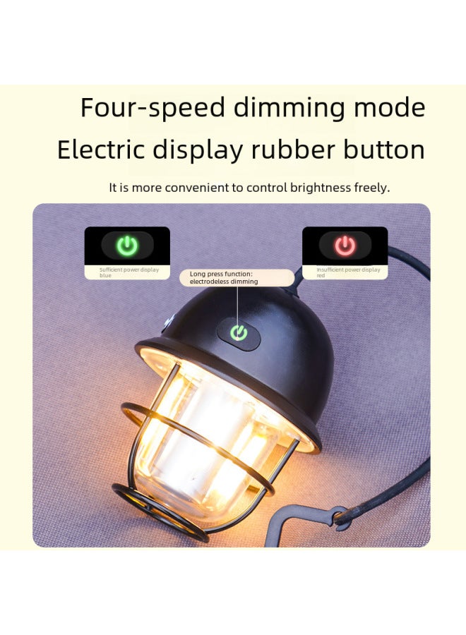 Outdoor Lighting Camping Light Usb Rechargeable Retro Horse Lantern Camp Light Atmosphere Light Tent Led Camping Light-Color:Black  - Image 3