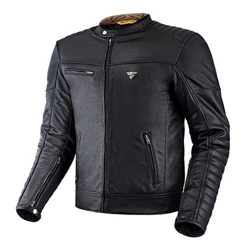 SHIMA WINCHESTER 2.0 Motorcycle Jacket for Men | Classic Leather Biker Jacket with CE Back, Shoulder, Elbow Protectors, reinforced double seams (Black, L) - Image 1