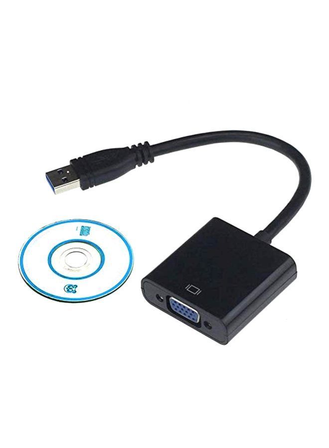 NIBEMINENT USB To VGA Video Graphic Card Display External Cable Adapter Black - Image 1