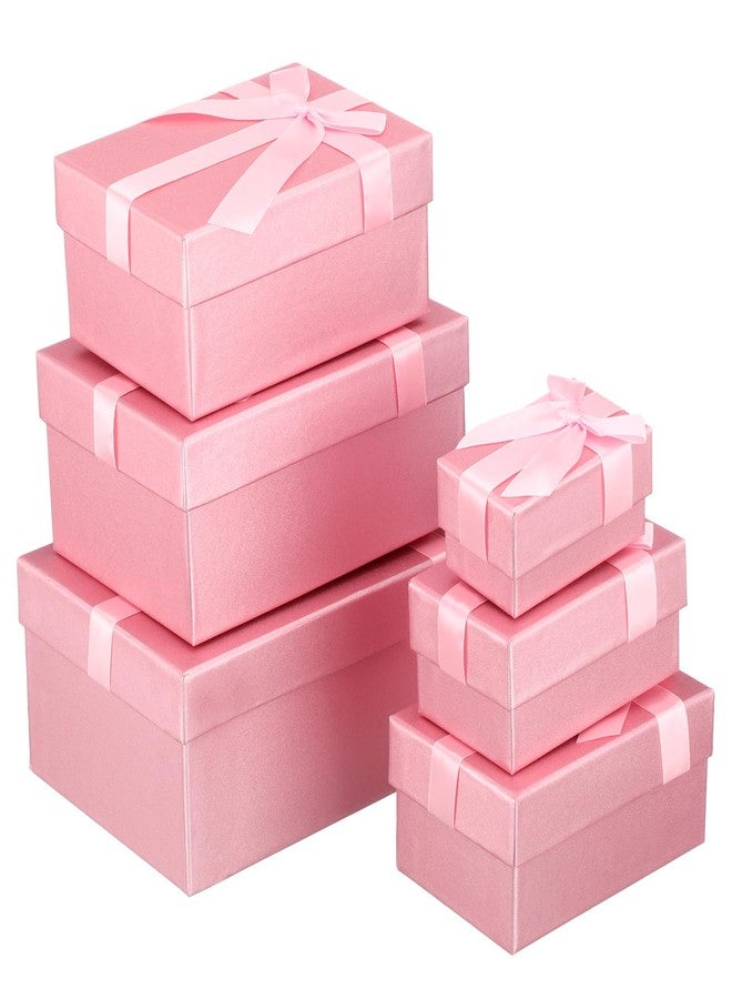 Cholemy 6 Pcs Christmas Nesting Gift Boxes with Lids Xmas Nesting Boxes Stacked Christmas Classic Design in 6 Assorted Sizes for Giving Decorative Wrapping Present Gift(Exquisite Style,Pink - Image 1