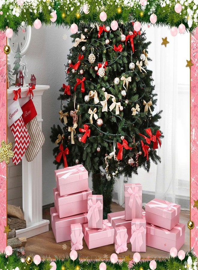 Cholemy 6 Pcs Christmas Nesting Gift Boxes with Lids Xmas Nesting Boxes Stacked Christmas Classic Design in 6 Assorted Sizes for Giving Decorative Wrapping Present Gift(Exquisite Style,Pink - Image 4