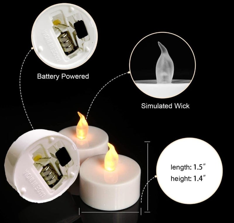 FLOPRO Set of 12 LED Flameless Candles for Diwali Warm Yellow Light - Image 2