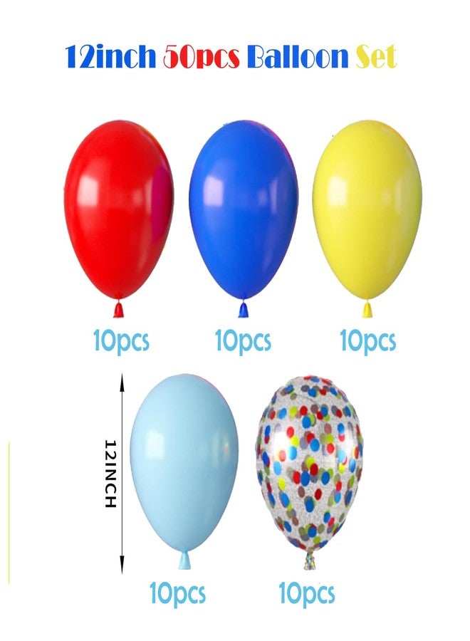 ZOOYOO 50pcs Balloons 12 Inch Red Blue Yellow Confetti Latex Balloons for Kids Birthday Party, Graduations,Baby Shower Party Decorations - Image 3