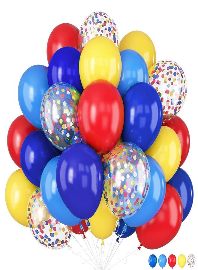 ZOOYOO 50pcs Balloons 12 Inch Red Blue Yellow Confetti Latex Balloons for Kids Birthday Party, Graduations,Baby Shower Party Decorations - Image 1
