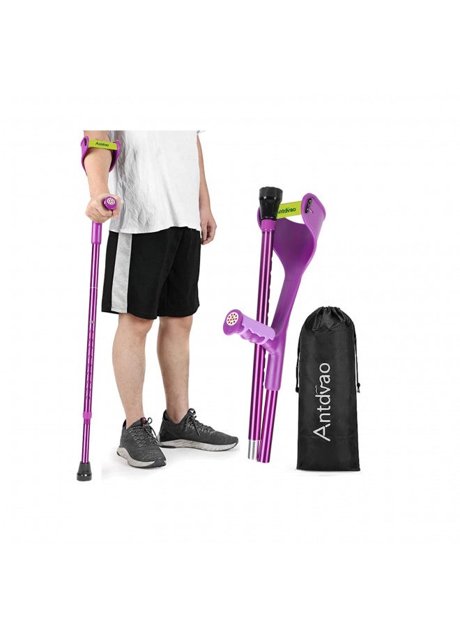 Antdvao Antdvao Folding Crutch (x1 Unit) Forearm Crutches Anti-Drop Cuff Reduces The Hassle of Picking Up Forearm CrutchComfortable Grip and Wear-Resistant, Non-Slip Forearm Crutches (Single Violet) - Image 1