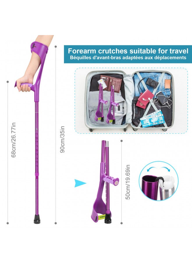 Antdvao Antdvao Folding Crutch (x1 Unit) Forearm Crutches Anti-Drop Cuff Reduces The Hassle of Picking Up Forearm CrutchComfortable Grip and Wear-Resistant, Non-Slip Forearm Crutches (Single Violet) - Image 4