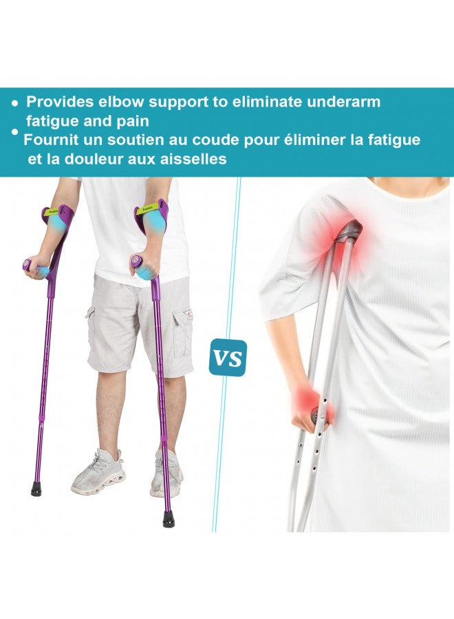 Antdvao Antdvao Folding Crutch (x1 Unit) Forearm Crutches Anti-Drop Cuff Reduces The Hassle of Picking Up Forearm CrutchComfortable Grip and Wear-Resistant, Non-Slip Forearm Crutches (Single Violet) - Image 2