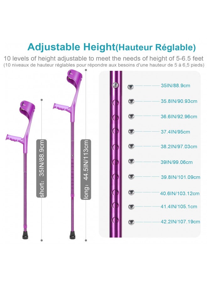 Antdvao Antdvao Folding Crutch (x1 Unit) Forearm Crutches Anti-Drop Cuff Reduces The Hassle of Picking Up Forearm CrutchComfortable Grip and Wear-Resistant, Non-Slip Forearm Crutches (Single Violet) - Image 3