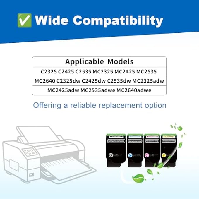 خراطيش حبر عالية الإنتاجية C231HK0 C231HC0 C231HM0 C231HY0 C2325H بديل لطابعات C2325 C2425 C2535 MC2325 MC2425 MC2535 MC2640 (عبوة 4)  - Image 2