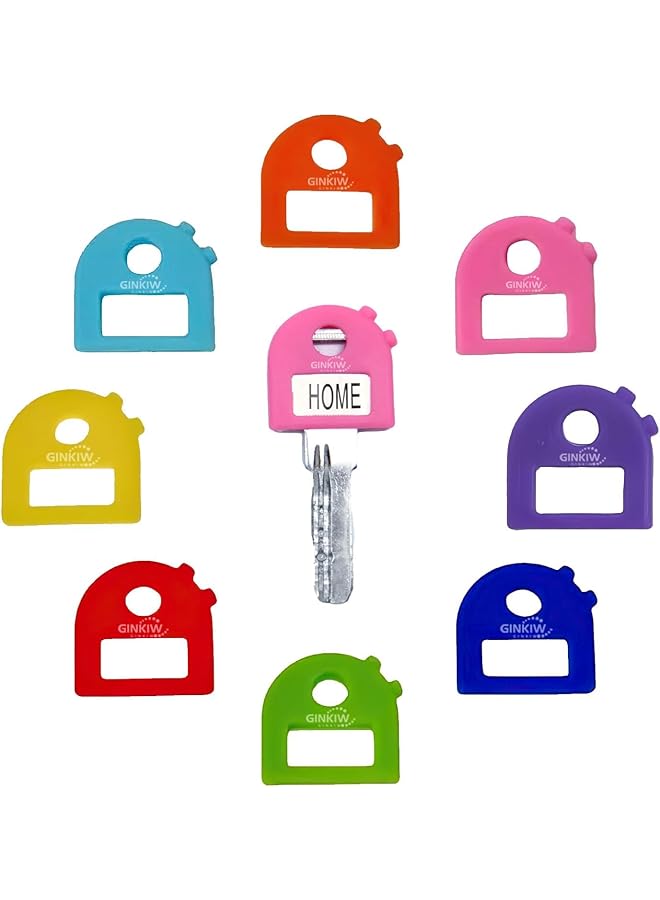 erorex Key Labels Key Color Caps Covers Tags Stretchy All Key Covers Caps Soft Rubber Key Identifiers Key Caps Tags Includes Blank Labels And Printed Labels Pack Of 8 - Image 1
