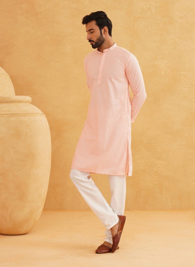 Sojanya قميص كتان مزخرف هندسي للرجال - Image 5