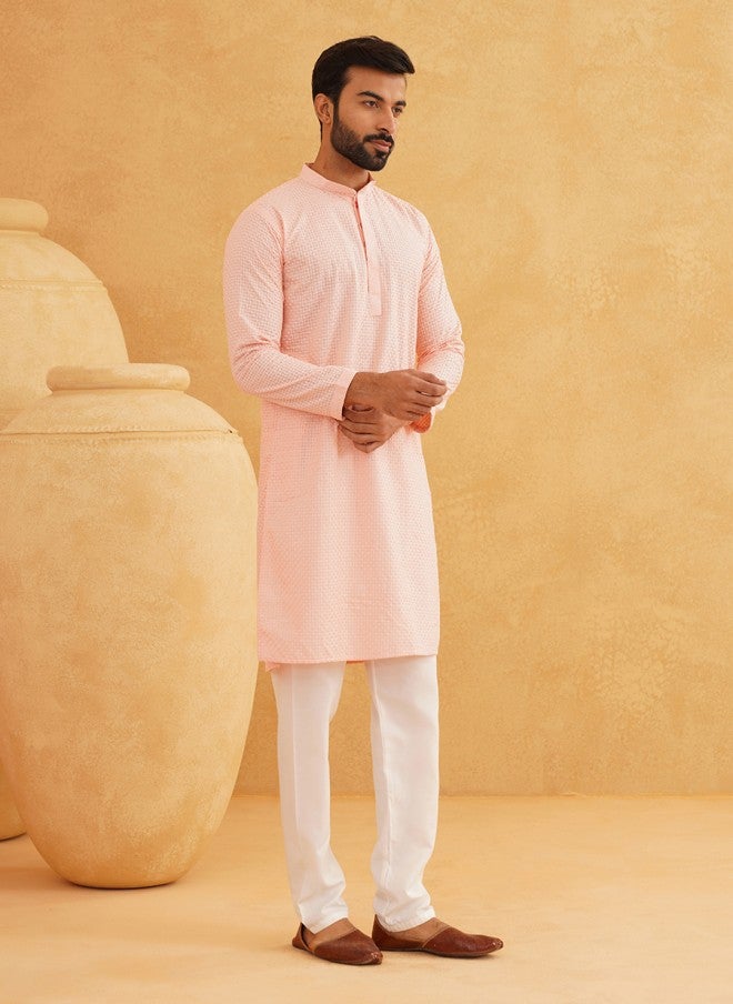 Sojanya قميص كتان مزخرف هندسي للرجال - Image 4