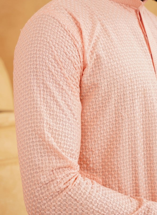 Sojanya قميص كتان مزخرف هندسي للرجال - Image 3