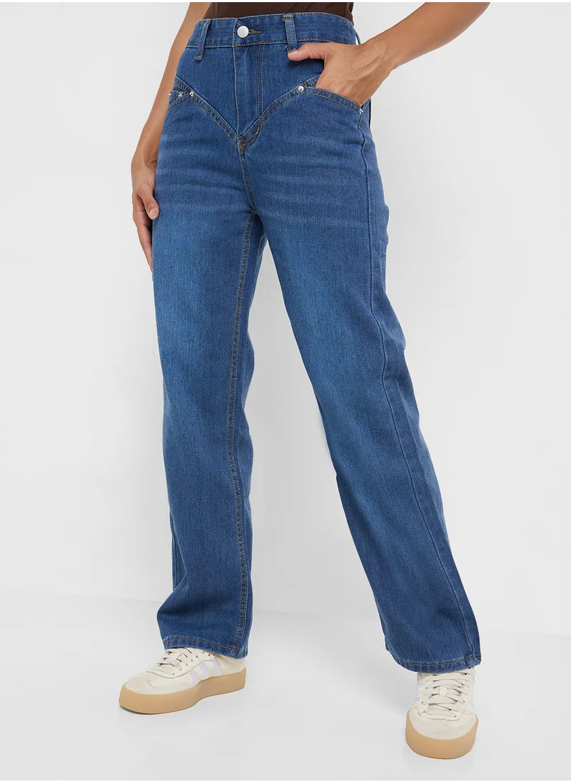 Ginger Mid Rise Straight Fit Jeans