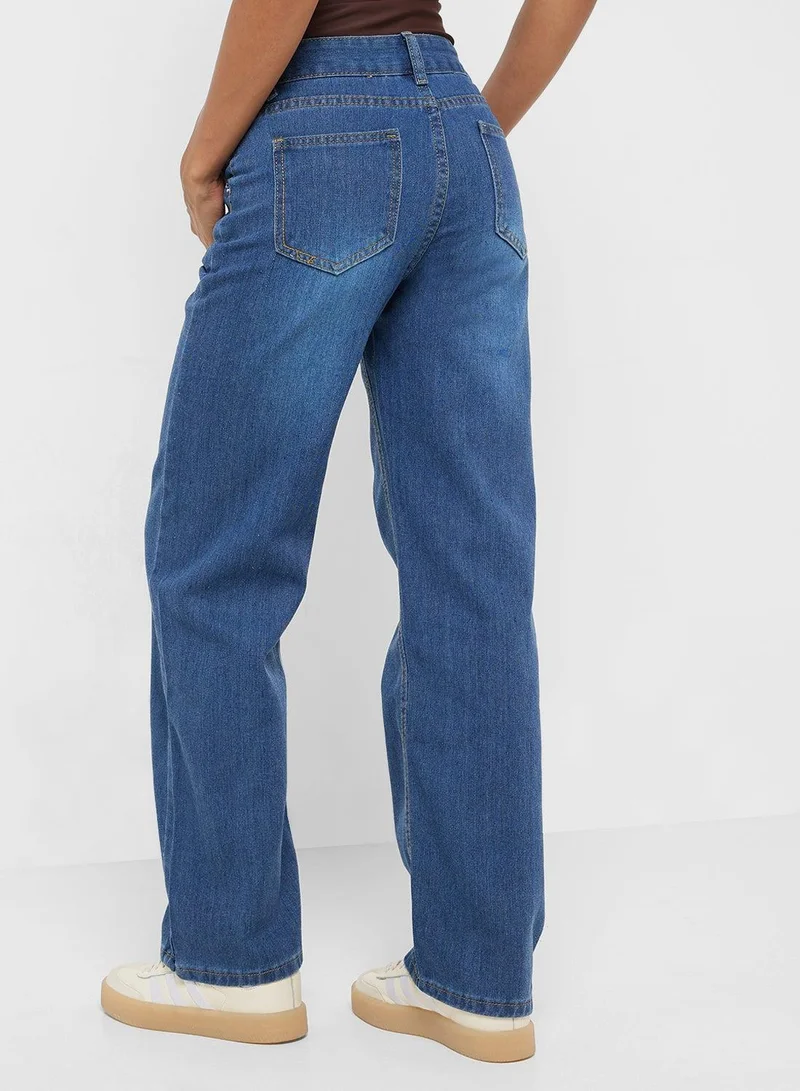 Ginger  Mid Rise Straight Fit Jeans for Women | Best Price UAE
