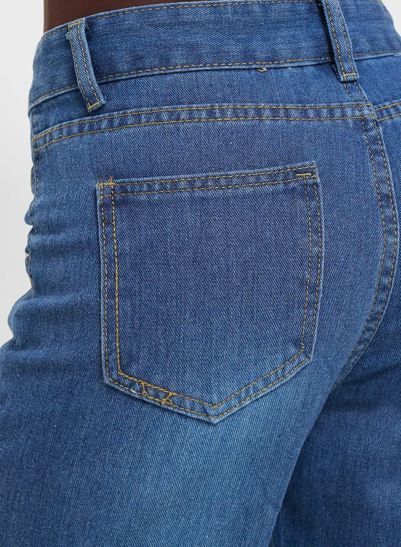 Ginger  Mid Rise Straight Fit Jeans for Women | Best Price UAE