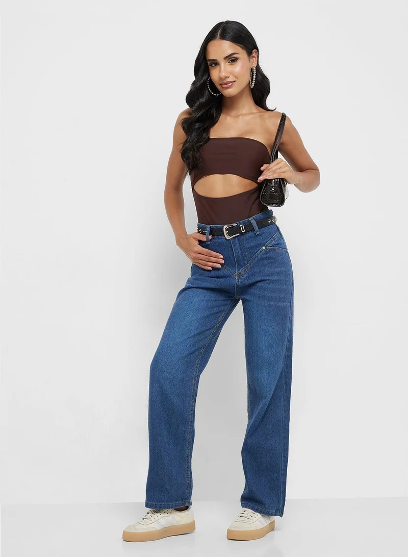 Mid Rise Straight Fit Jeans