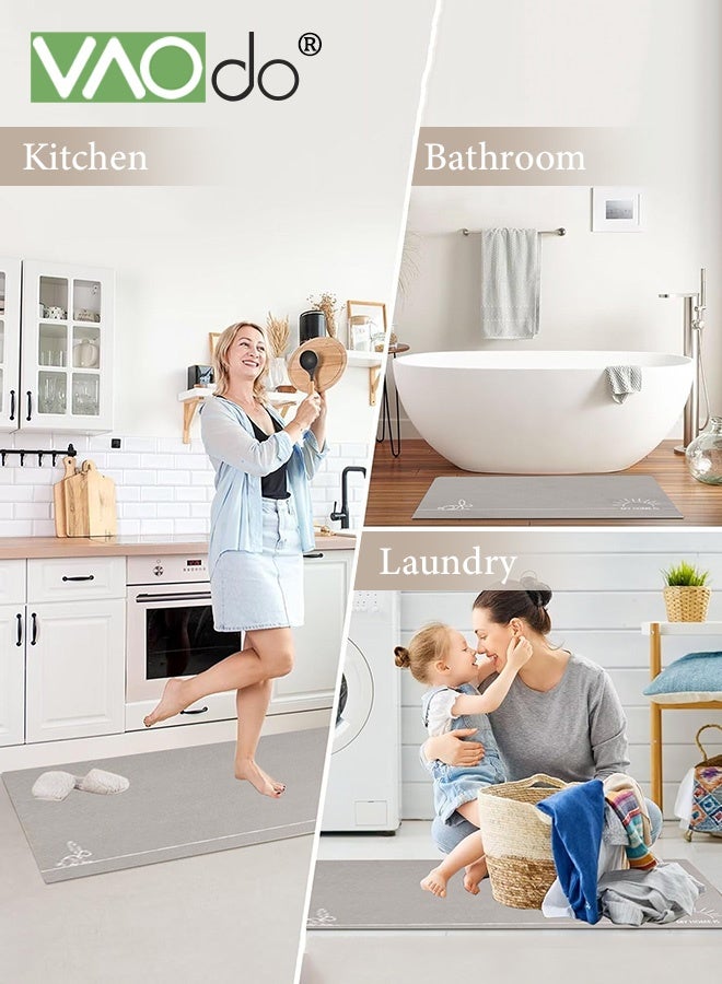 فاو دو 2 قطعة سجاد مطبخ، سجاد مطبخ، سجادة مطبخ مبطنة مضادة للتعب، سجادة مكتب غير قابلة للانزلاق، طقم سجاد مطبخ مقاوم للماء للمطبخ والأرضية والمكتب والحمام 50*80 سم + 50*160 سم - Image 2