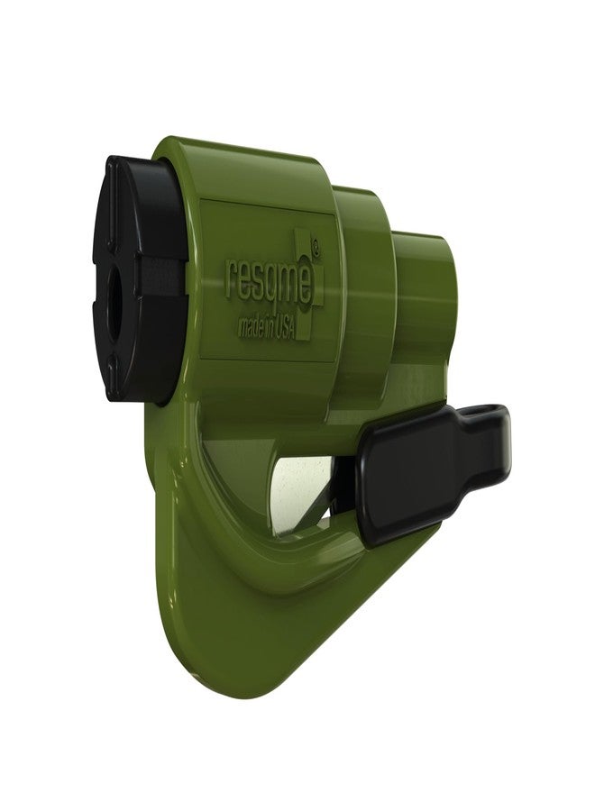 resqme The Original Emergency Keychain Car Escape Tool, 2-in-1 Seat Belt Cutter and Window Breaker - Army Green - Compact Emergency Hammer - Image 1