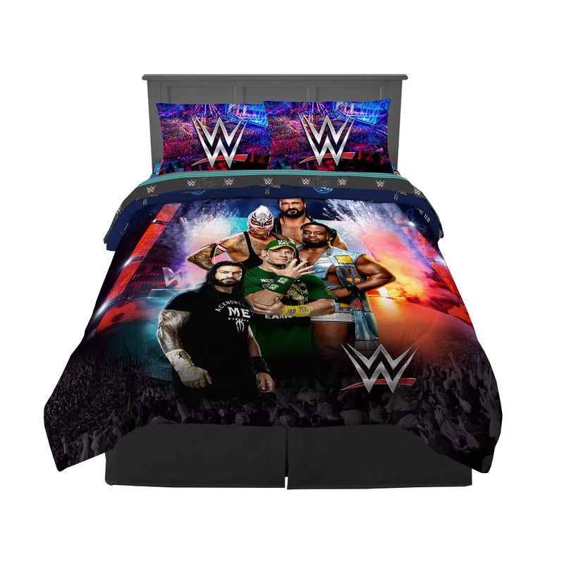مجموعة فراش الأطفال فرانكو سوبر سوفت مريحة وملاءة 5 قطع حجم كامل WWE