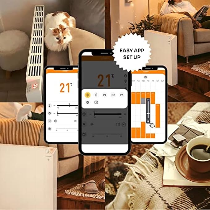 - COMFY! PROGRAMMABLE ELECTRIC HEATER | 600W LOW ENERGY | 3 MODES + OPEN WINDOW FUNCTION | ANTI-TIP SYSTEM | RADIATOR 10 M | GOOGLE HOME ALEXA | SMALL - Image 3