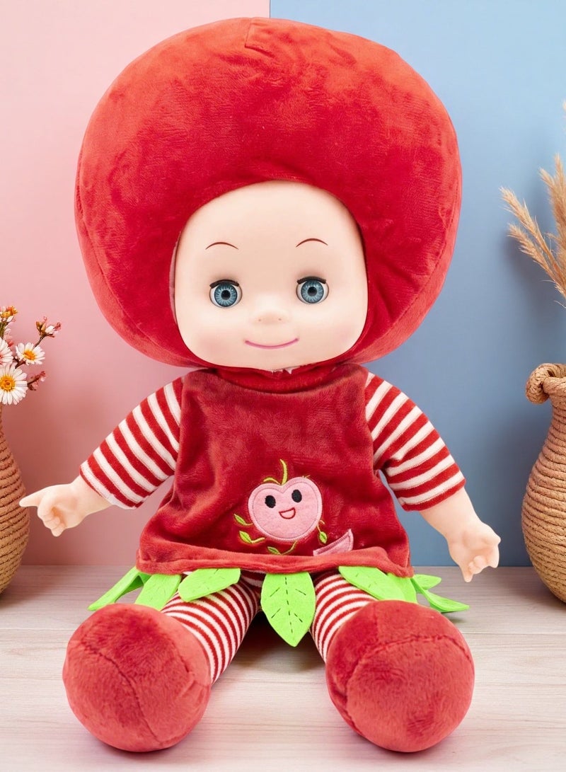 EASY FUTURE Interactive Huggable Musical Doll with Apple Shaped Head Preloaded Soft Melodies Nursery Bedtime Companion Creative Nurture Pretend Toy for Indoor Family Play Time NO.1710 - Image 1