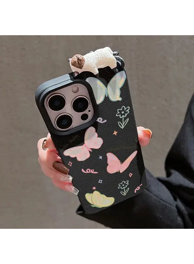 Butterfly Painted 3D Lying Cat Case For IPhone 17 Pro Mixed Color 2 Design - Image 1