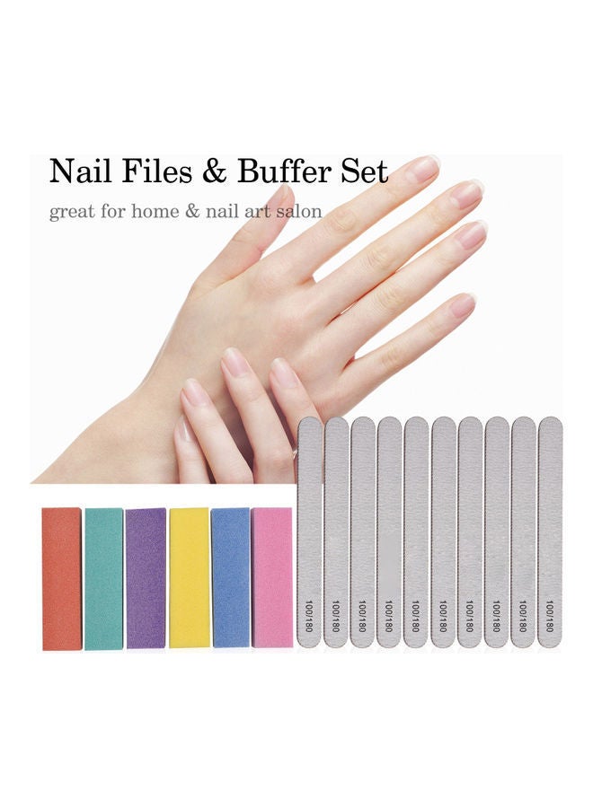 NIBEMINENT 16-Piece Manicure Tools Kit Rectangular Nail Art Set Multicolour - Image 5