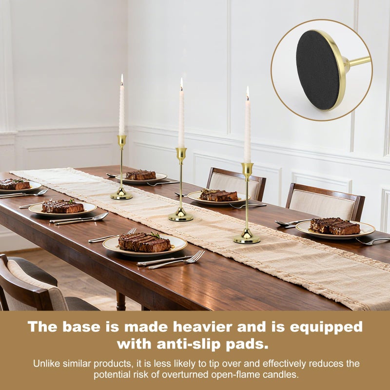 Tunyet Candlestick Holders 6PCS, Metal Taper Candle Holder, Gold Candle Holders for Pillar Candles, Candle Holder for Wedding Fireplace Mantel Housewarming Gift - Image 3