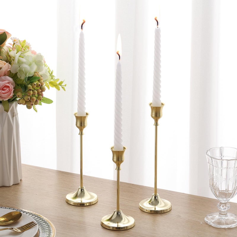 Tunyet Candlestick Holders 6PCS, Metal Taper Candle Holder, Gold Candle Holders for Pillar Candles, Candle Holder for Wedding Fireplace Mantel Housewarming Gift - Image 5